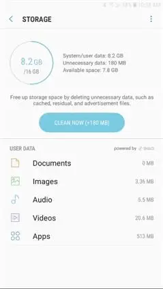 Samsung Galaxy J7 Crown Storage