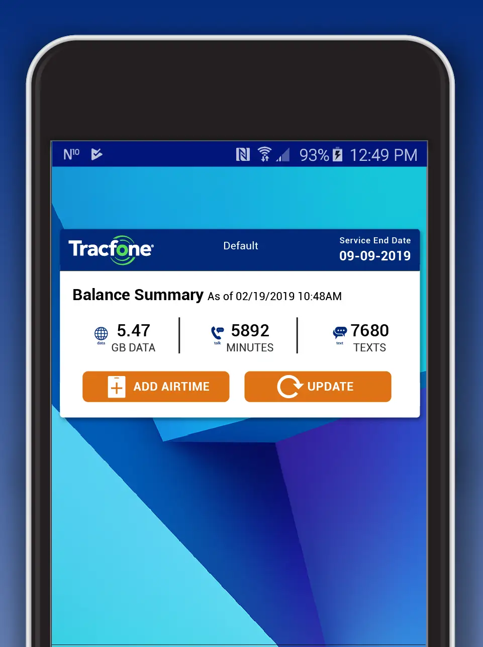 tracfone balance home screen